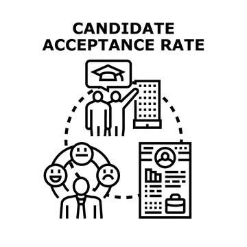 Candidate acceptance rate concept showing recruitment process Stock Illustration