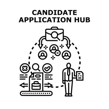 Candidate application hub managing hiring and recruiting process Stock Illustration