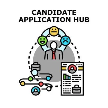 Candidate application hub managing recruitment process workflow Stock Illustration