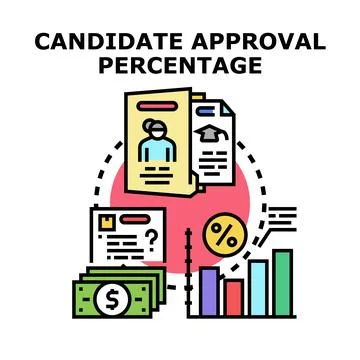 Candidate approval percentage evaluating information and votes Stock Illustration