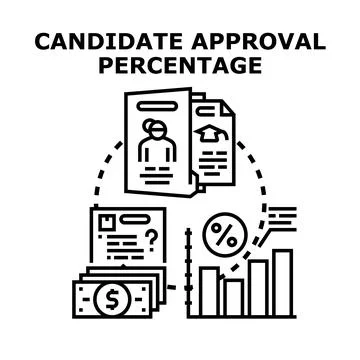 Candidate approval percentage evaluating information and votes Stock Illustration