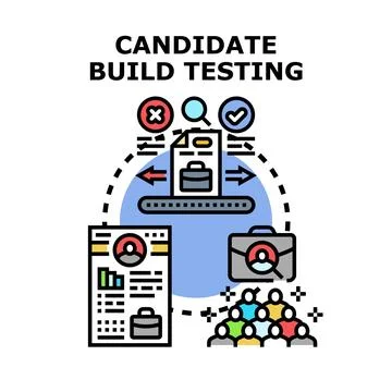 Candidate build testing recruitment process evaluation Stock Illustration