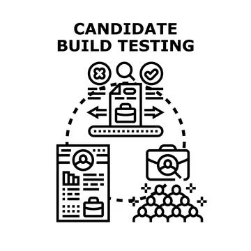 Candidate build testing recruitment process evaluation Stock Illustration