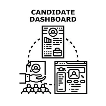 Candidate dashboard managing job application and hiring process Stock Illustration