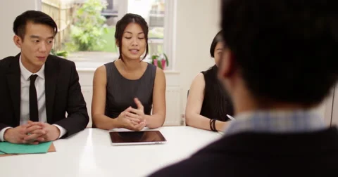 Candidate during a job interview. Shot on RED Epic. Stock Footage 58721560