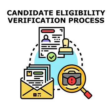 Candidate eligibility verification process flat concept vector Stock Illustration