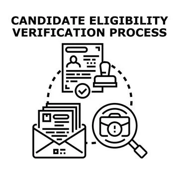 Candidate eligibility verification process flat concept vector Stock Illustration
