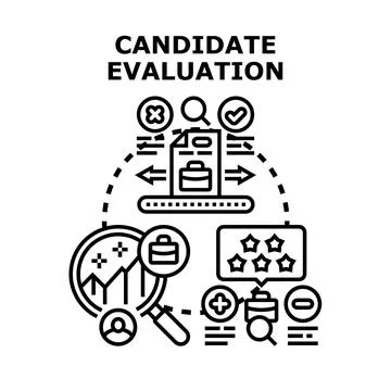 Candidate evaluation process analyzing professional skills Stockillustratie