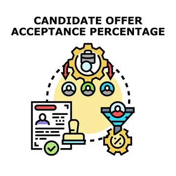 Candidate offer acceptance percentage concept illustration Stock Illustration