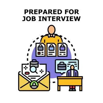 Candidate preparing documents for successful job interview Stock Illustration