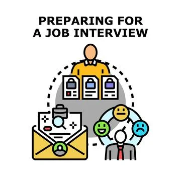 Candidate preparing for job interview process concept 스톡 일러스트