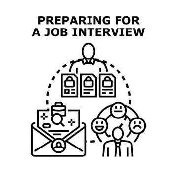 Candidate preparing for job interview process concept Stockillustratie