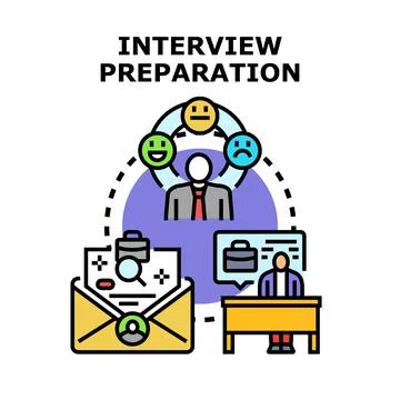 Candidate preparing for job interview process concept Stock Illustration