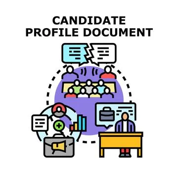 Candidate profile document reviewing for job application 库存插图