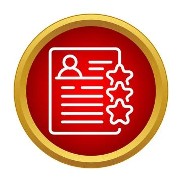 Candidate profile evaluation showing resume and rating stars Stock Illustration