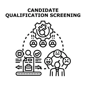 Candidate qualification screening process with job applicant profiles Stockillustratie