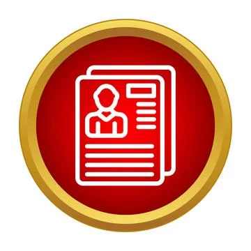 Candidate resume document outline icon on red background Stock Illustration