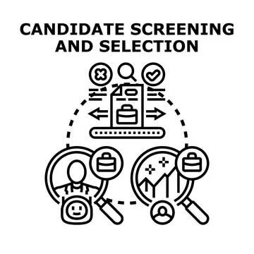 Candidate screening and selection process for employment Stock Illustration