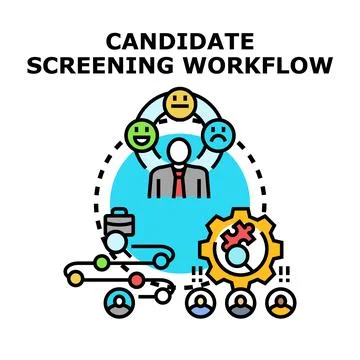 Candidate screening workflow selecting employees for job application Stock Illustration