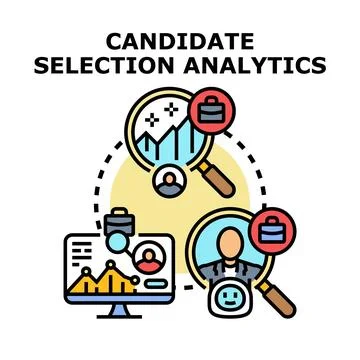 Candidate selection analytics analyzing human resources data Stock Illustration