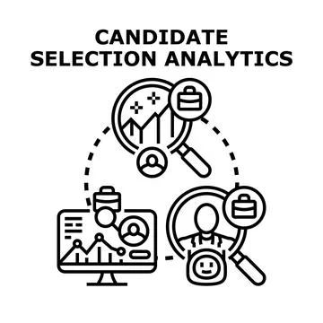 Candidate selection analytics analyzing human resources data Stock Illustration