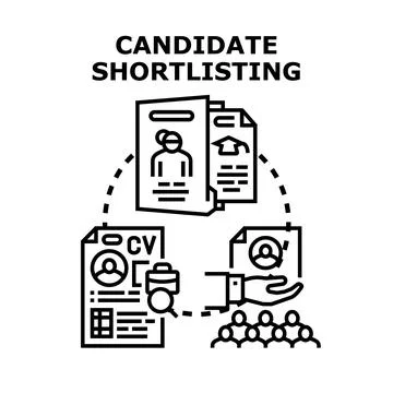 Candidate shortlisting process selecting best applicants for job Stockillustratie