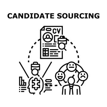 Candidate sourcing process for recruitment and talent acquisition Illustrazione stock