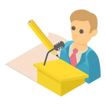 Candidate speech icon isometric vector. Election candidate behind the rostrum Stock Illustration