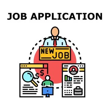 Candidate submitting online job application for employment Stock Illustration