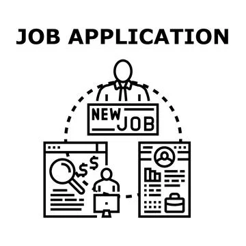 Candidate submitting online job application for employment Stock Illustration