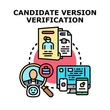 Candidate version verification process with digital data Stockillustratie