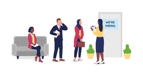 Candidate waiting for job interview flat color vector faceless characters Stock Illustration