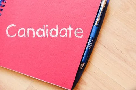 Candidate write on notebook Stock Photos