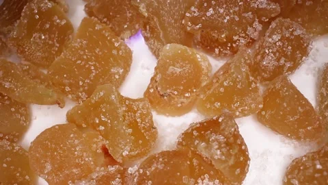 Candied Ginger Texture Closeup Video Seamless Looping Stock Footage 140134374