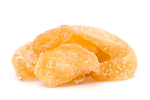 Candied Ginger on a White Background Stock Photos