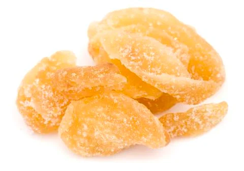 Candied Ginger on a White Background Foto stock