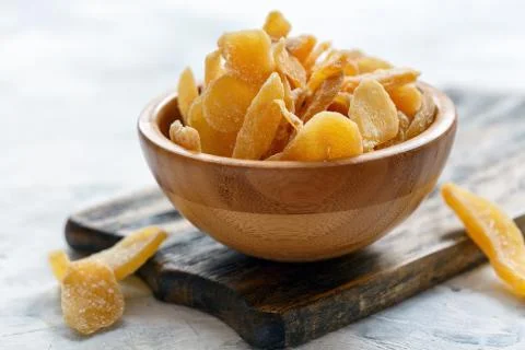 Candied slices of ginger. Stock Photos