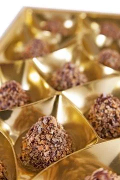 Candies in a box. Close up image. Stock Photos