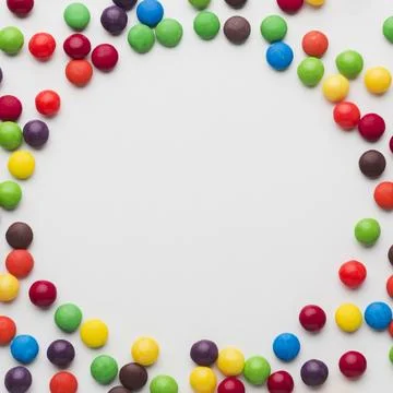 Candies circle frame with copy space Stock Photos