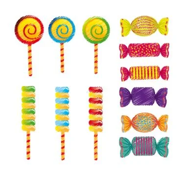 Candies drawing isolated over white background. vector Ilustração Stock
