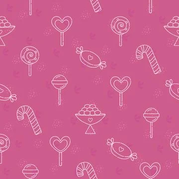 Candies, pink seamless pattern Stock Illustration