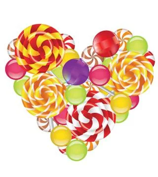 Candies in shape of heart Stock Illustration