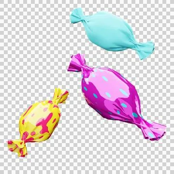 Candies on transparent background 3D render realistic Stock Illustration