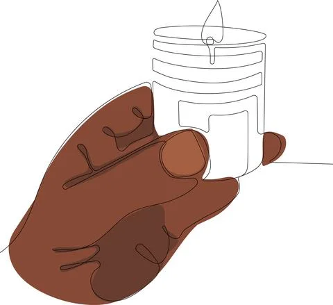 Candle in afro human hand イラスト素材