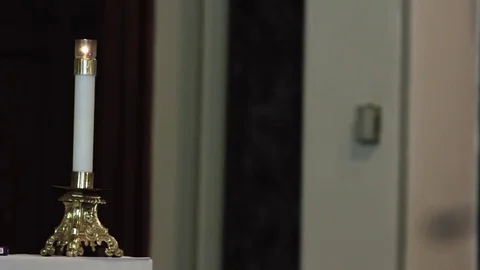 Candle On Altar Stock Footage 73836745