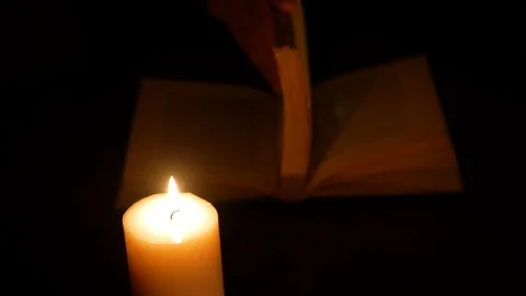 Candle And Book 2 Stock Footage 128565757