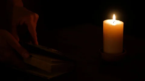 Candle And Book 8 Stock Footage 128566487