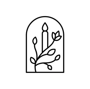 Candle and branch vector line art logo aesthetics design Elegant Spa Icon イラスト素材
