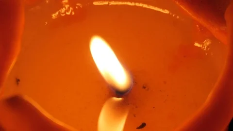 Candle and flame. Zoom.Close up. Video stock 91680219