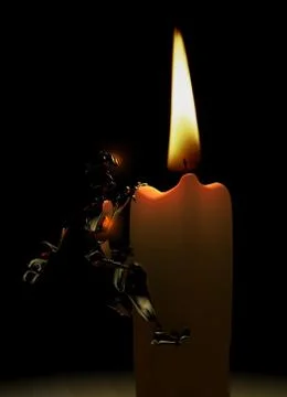 Candle and robot Illustrazione stock